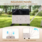 Large Foldable Utility Cart with 2-Tier Storage Crates 5 Rotate Wheels Metal Black/Pink/White