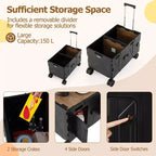 Large Foldable Utility Cart with 2-Tier Storage Crates 5 Rotate Wheels Metal Black/Pink/White