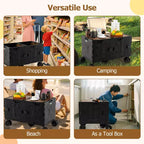 Large Foldable Utility Cart with 2-Tier Storage Crates 5 Rotate Wheels Metal Black/Pink/White