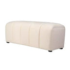 Contemporary Modern Ivory Boucle Upholstered Plush Bench