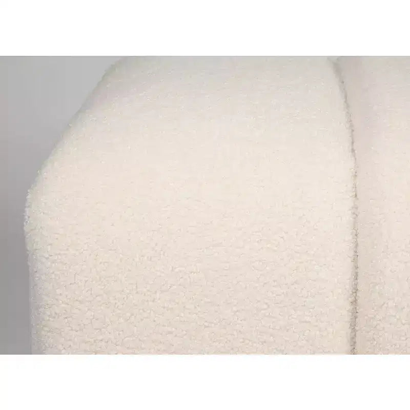 Contemporary Modern Ivory Boucle Upholstered Plush Bench