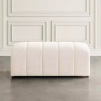 Contemporary Modern Ivory Boucle Upholstered Plush Bench