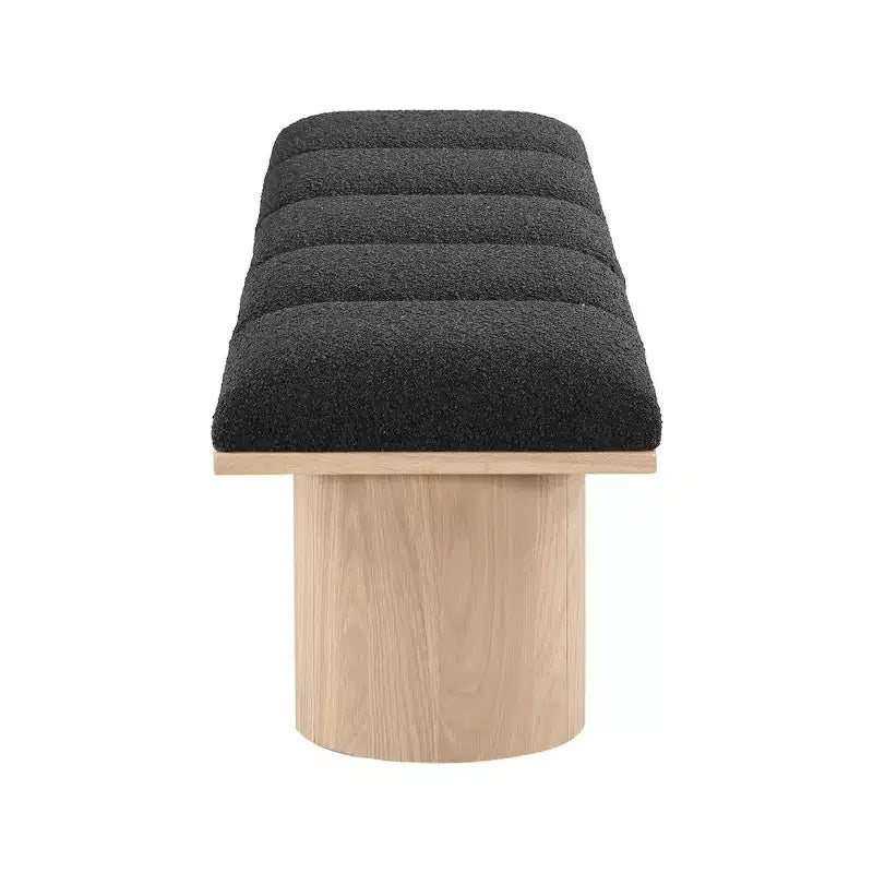 Black Boucle Fabric Bench