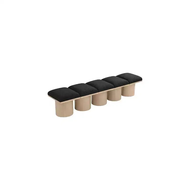 Black Boucle Fabric Bench