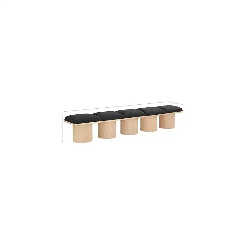 Black Boucle Fabric Bench