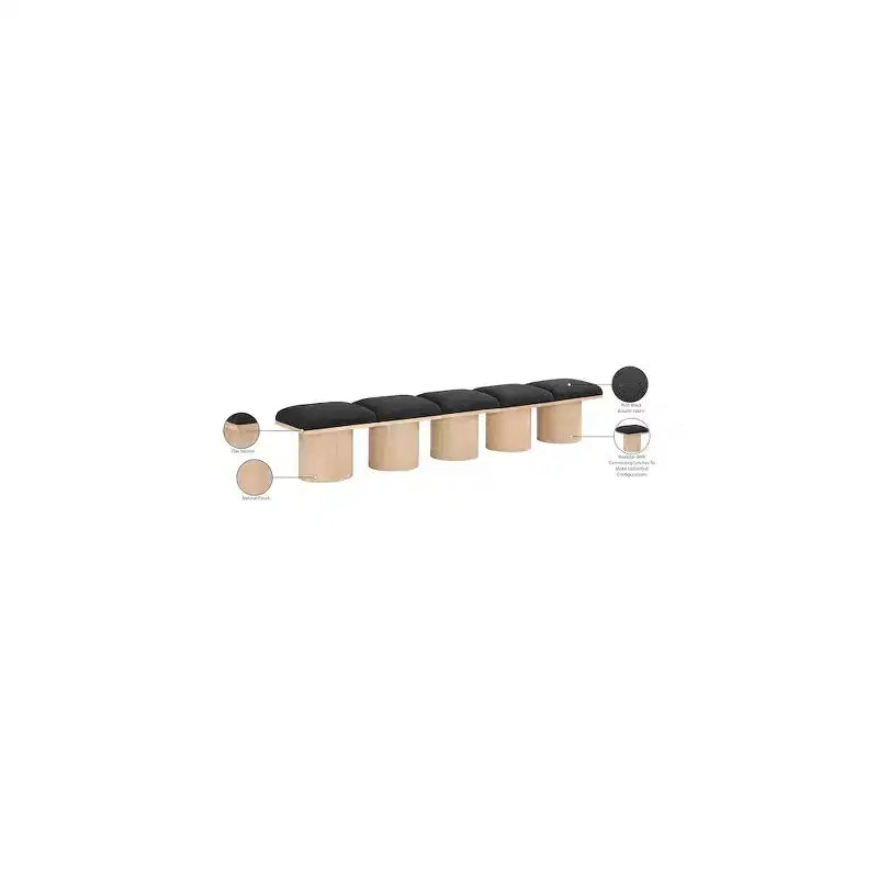 Black Boucle Fabric Bench