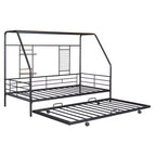 House Daybed with Trundle and Storage Shelf, Heavy Duty Bed Frame for Kids Teens Adults