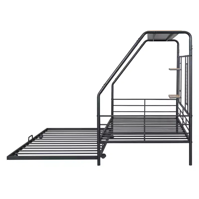 House Daybed with Trundle and Storage Shelf, Heavy Duty Bed Frame for Kids Teens Adults