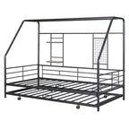 House Daybed with Trundle and Storage Shelf, Heavy Duty Bed Frame for Kids Teens Adults