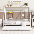 House Daybed with Trundle and Storage Shelf, Heavy Duty Bed Frame for Kids Teens Adults