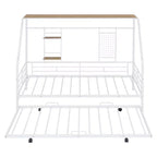 House Daybed with Trundle and Storage Shelf, Heavy Duty Bed Frame for Kids Teens Adults