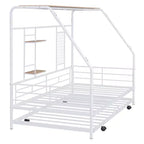 House Daybed with Trundle and Storage Shelf, Heavy Duty Bed Frame for Kids Teens Adults