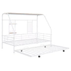 House Daybed with Trundle and Storage Shelf, Heavy Duty Bed Frame for Kids Teens Adults