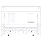House Daybed with Trundle and Storage Shelf, Heavy Duty Bed Frame for Kids Teens Adults