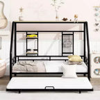 House Daybed with Trundle and Storage Shelf, Heavy Duty Bed Frame for Kids Teens Adults