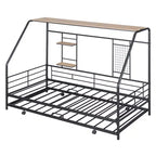 House Daybed with Trundle and Storage Shelf, Heavy Duty Bed Frame for Kids Teens Adults