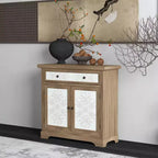 Rustic Storage Cabinet with Drawers and Metal Doors