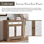 Rustic Storage Cabinet with Drawers and Metal Doors