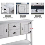 48'' Solid Wood Console Table with 2 Drawers and Cabinets for Living and Dining Room, Antique White