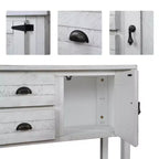 48'' Solid Wood Console Table with 2 Drawers and Cabinets for Living and Dining Room, Antique White
