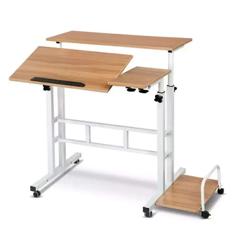 31.50 Inch Small Mobile Standing Desk with Wheels - Height Adjustable Sit Stand Up Computer Workstation, Rolling Ergonomic Desk for Home Office