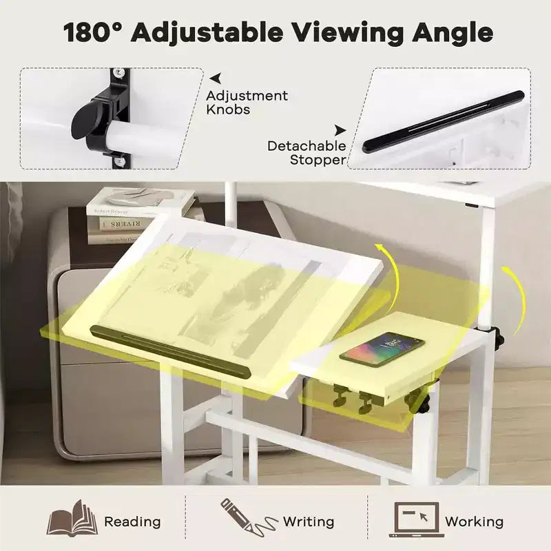 31.50 Inch Small Mobile Standing Desk with Wheels - Height Adjustable Sit Stand Up Computer Workstation, Rolling Ergonomic Desk for Home Office