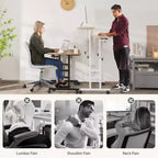 31.50 Inch Small Mobile Standing Desk with Wheels - Height Adjustable Sit Stand Up Computer Workstation, Rolling Ergonomic Desk for Home Office