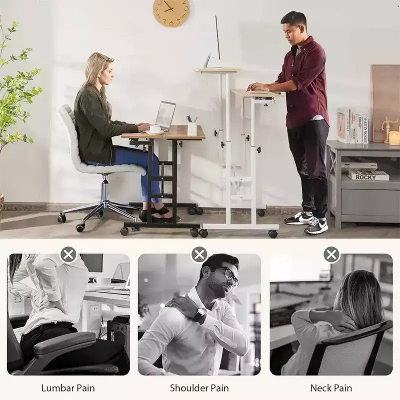 31.50 Inch Small Mobile Standing Desk with Wheels - Height Adjustable Sit Stand Up Computer Workstation, Rolling Ergonomic Desk for Home Office