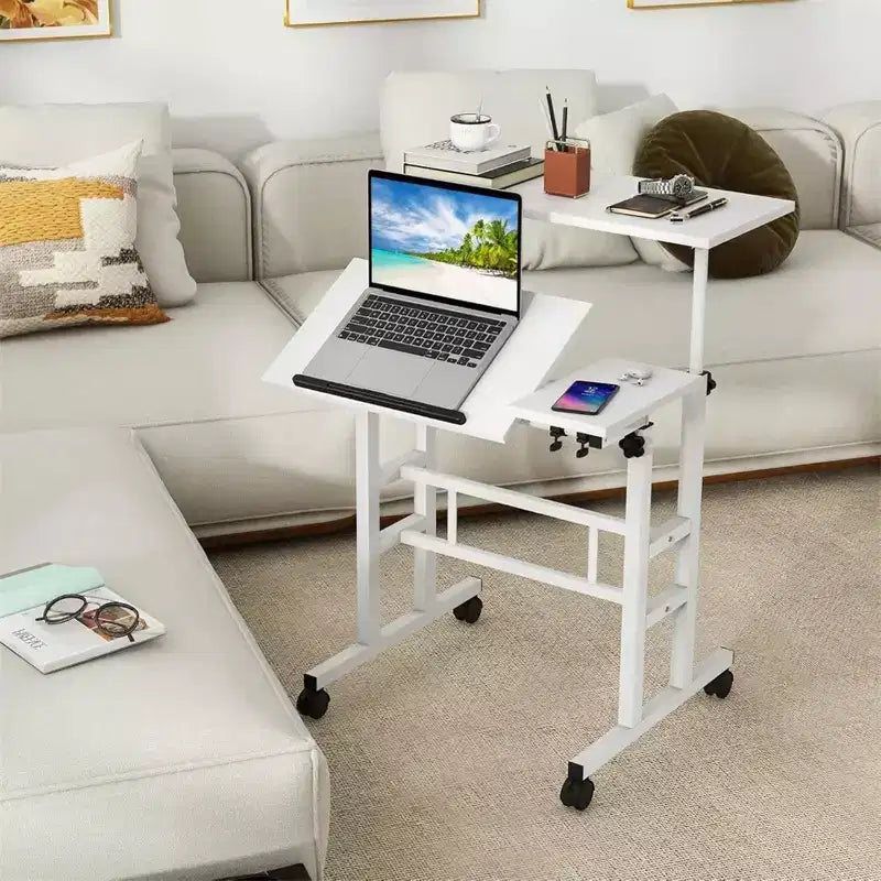 31.50 Inch Small Mobile Standing Desk with Wheels - Height Adjustable Sit Stand Up Computer Workstation, Rolling Ergonomic Desk for Home Office