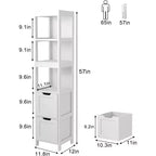 57 Tall Slim Bathroom Storage Cabinet with Shelves & Drawers Waterproof Tower Organizer