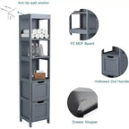 57 Tall Slim Bathroom Storage Cabinet with Shelves & Drawers Waterproof Tower Organizer