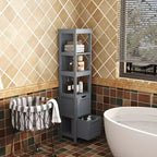 57 Tall Slim Bathroom Storage Cabinet with Shelves & Drawers Waterproof Tower Organizer