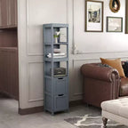 57 Tall Slim Bathroom Storage Cabinet with Shelves & Drawers Waterproof Tower Organizer
