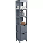 57 Tall Slim Bathroom Storage Cabinet with Shelves & Drawers Waterproof Tower Organizer