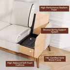 Loveseat Sofa, Memory Foam Cushion with Tool-Free Setup, Mid-Century Modern Design for Small Spaces