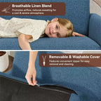 Loveseat Sofa, Memory Foam Cushion with Tool-Free Setup, Mid-Century Modern Design for Small Spaces