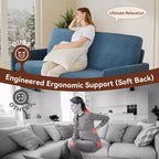 Loveseat Sofa, Memory Foam Cushion with Tool-Free Setup, Mid-Century Modern Design for Small Spaces