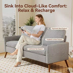 Loveseat Sofa, Memory Foam Cushion with Tool-Free Setup, Mid-Century Modern Design for Small Spaces