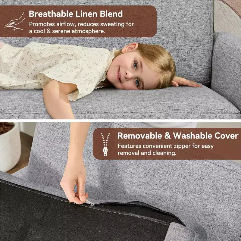 Loveseat Sofa, Memory Foam Cushion with Tool-Free Setup, Mid-Century Modern Design for Small Spaces