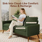 Loveseat Sofa, Memory Foam Cushion with Tool-Free Setup, Mid-Century Modern Design for Small Spaces
