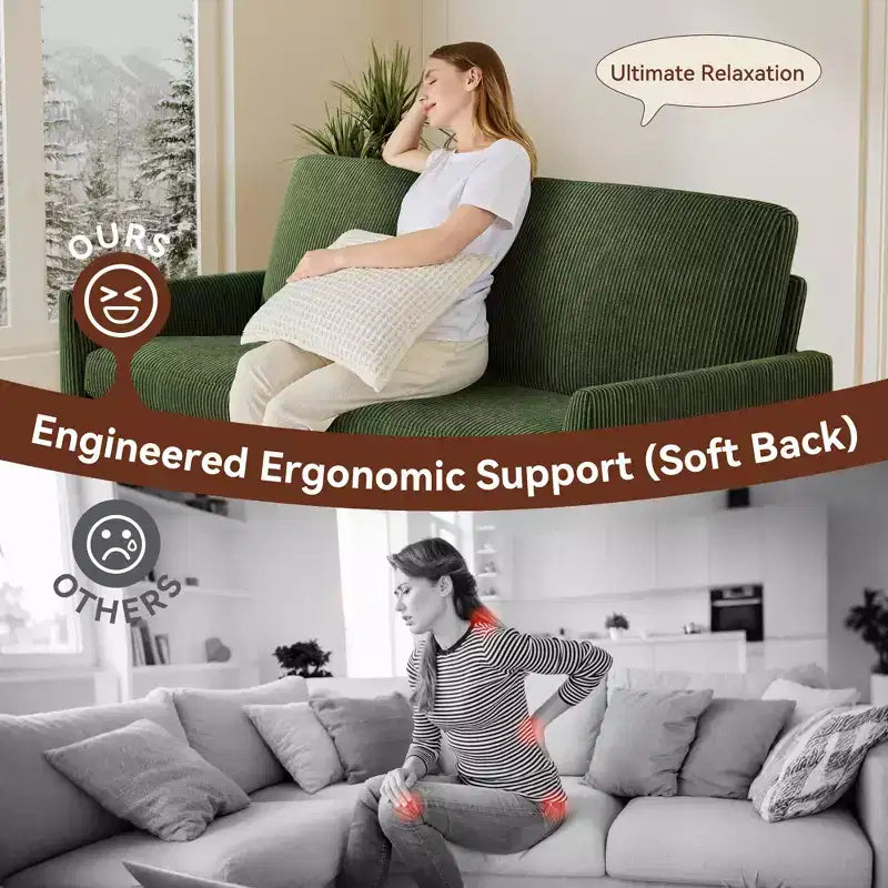 Loveseat Sofa, Memory Foam Cushion with Tool-Free Setup, Mid-Century Modern Design for Small Spaces