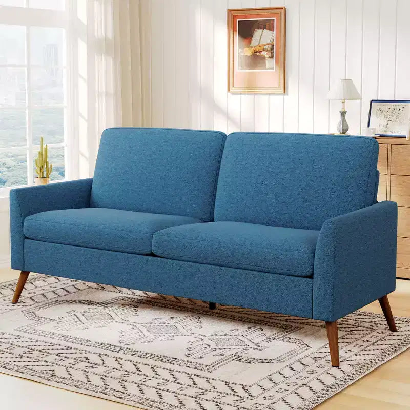 Loveseat Sofa, Memory Foam Cushion with Tool-Free Setup, Mid-Century Modern Design for Small Spaces