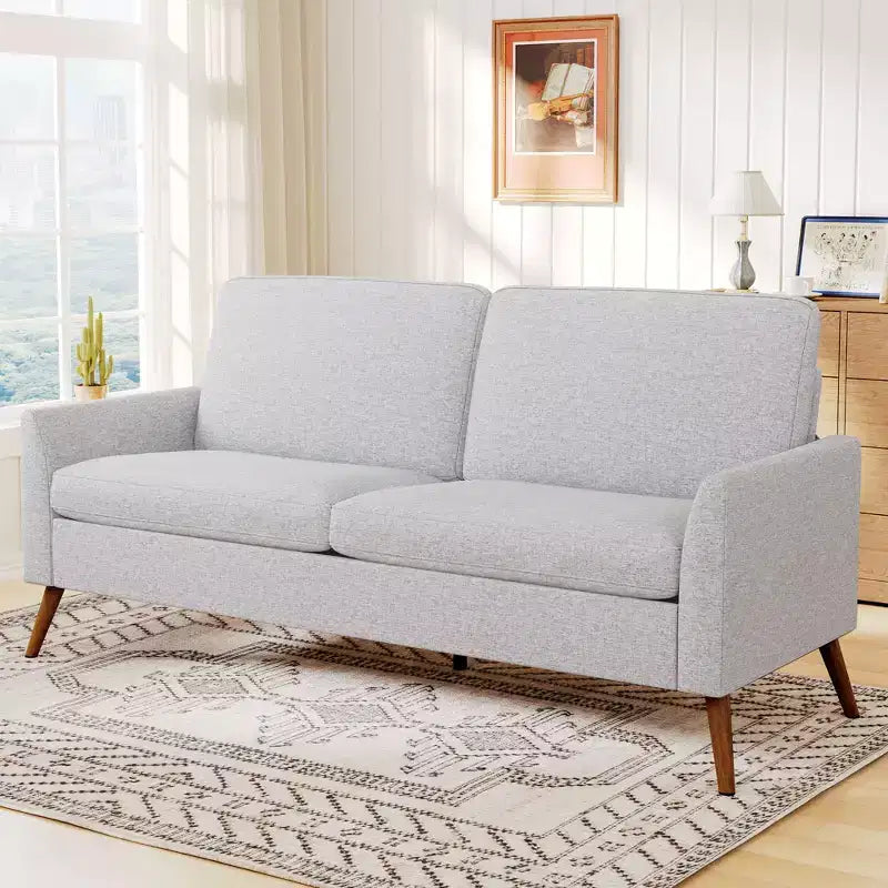 Loveseat Sofa, Memory Foam Cushion with Tool-Free Setup, Mid-Century Modern Design for Small Spaces