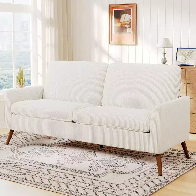 Loveseat Sofa, Memory Foam Cushion with Tool-Free Setup, Mid-Century Modern Design for Small Spaces