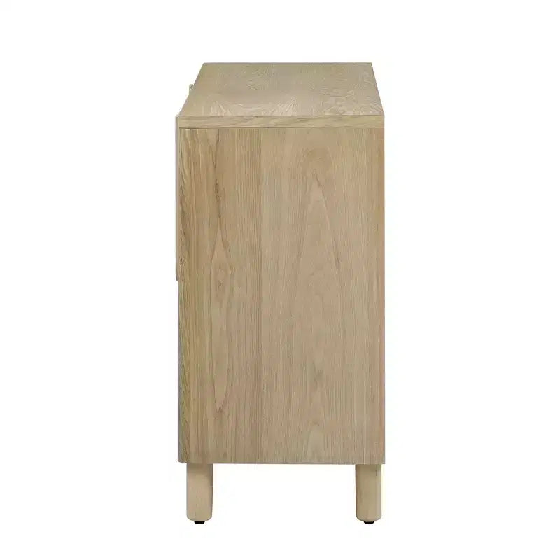 4-Door Sideboard Cabinet with Storage, Unique Arc Handles and Adjustable Shelves for Dining and Living Room, Natural