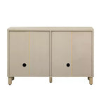 4-Door Sideboard Cabinet with Storage, Unique Arc Handles and Adjustable Shelves for Dining and Living Room, Natural