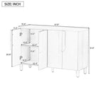 4-Door Sideboard Cabinet with Storage, Unique Arc Handles and Adjustable Shelves for Dining and Living Room, Natural