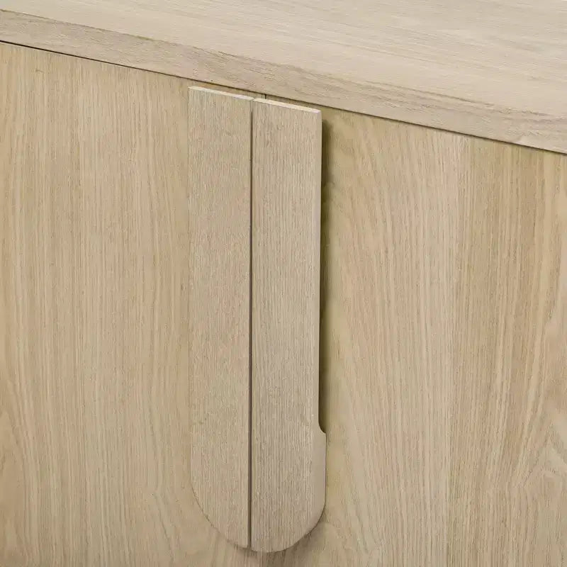 4-Door Sideboard Cabinet with Storage, Unique Arc Handles and Adjustable Shelves for Dining and Living Room, Natural