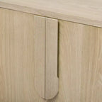 4-Door Sideboard Cabinet with Storage, Unique Arc Handles and Adjustable Shelves for Dining and Living Room, Natural