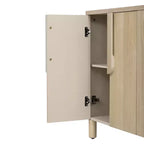 4-Door Sideboard Cabinet with Storage, Unique Arc Handles and Adjustable Shelves for Dining and Living Room, Natural